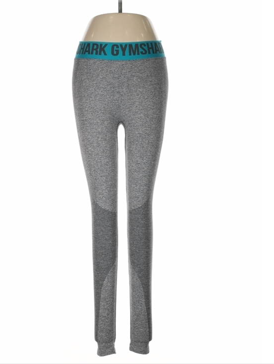 Gymshark Pants - Gymshark Gray Leggings with Teal Branded Waistband